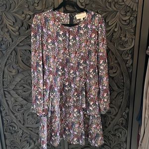 Flowered, ruffle skirt, keyhole opening dress